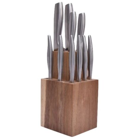Jean Dubost Fusal bloque de 10 cuchillos de acero inoxidable elegante