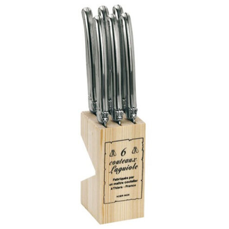 Bloc de 6 cuchillos para bistec de acero inoxidable Laguiole - Jean Dubost