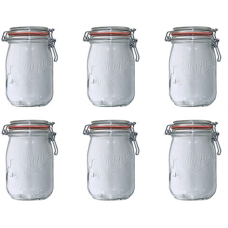 Lot de 6 bocaux en verre 1l - Le Parfait - 900507