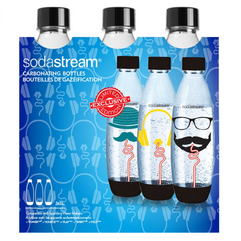 Botella SodaStream 1 litro Triple Pack Negro
