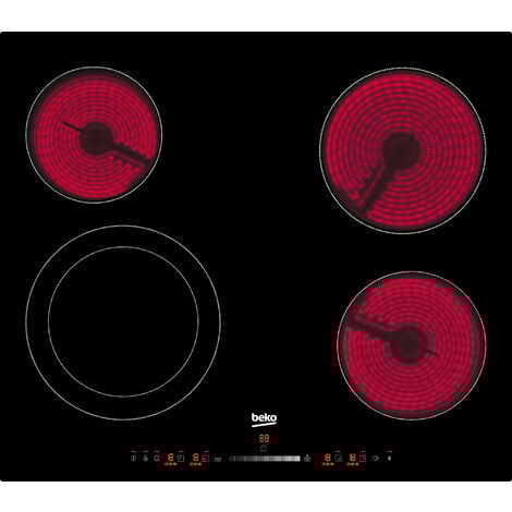vitrocerámica 4 fuegos 6700w negra - hic64502t - beko -