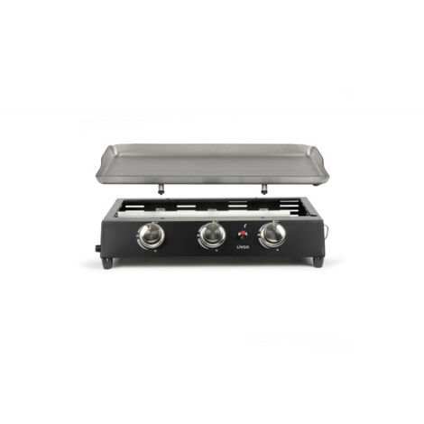 Plancha de gas 7200w en metal negro. - DOC249 - livoo -