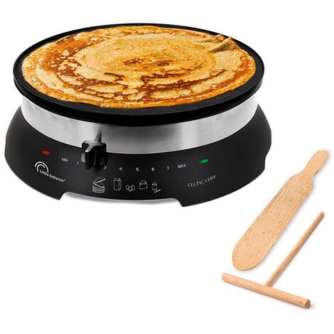 Lacor - 69433 – elektrische pannenkoek 1500 W, XL-pannenkoeken, verstelbare thermostaat, controlelampje, inclusief hark en spatel van hout, Eco en 100% APFO-vrij, plaat 33 cm