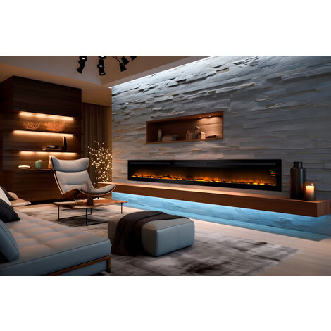 CHEMIN'ARTE Elektrokamin Lounge Medium 2000W - Weiß Mit LED-Flammeneffekt & Fernbedienung