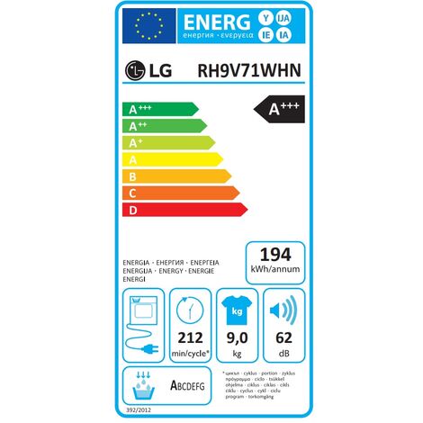 Wäschetrockner-wärmepumpe mit kondensator 60 cm 9 kg - Lg - RH9V71WHN