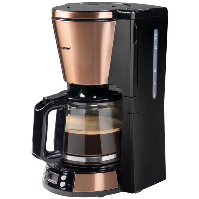 elegante design in rame - Caffettiera programmabile da 12 tazze - 1,5 L -  1000 W - Spegnimento automatico 