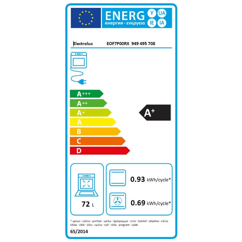 forno multifunzione integrato 72l 60cm con + pirolisi - eof7p00rx -  electrolux