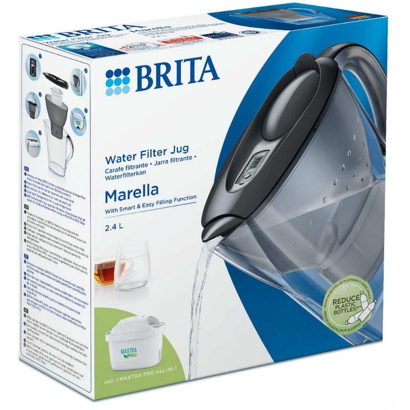 BRITA Marella - Caraffa Filtrante per Acqua, 2,4 L, Con 6 Cartucce