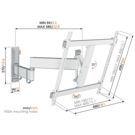 SBOX - -plb3646 Supporto Tv Da Parete Inclinabile Girevole Adatto Per