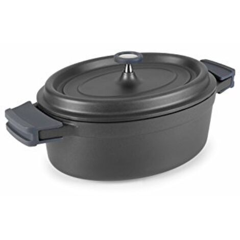 Lacor 25935- Pentola ovale, alluminio pressofuso, 31 x 25 cm, colore nero (1/2)