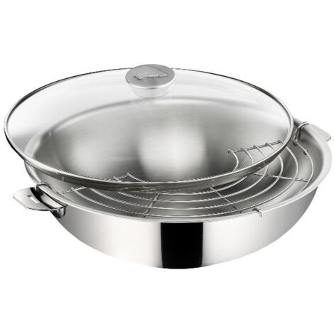 Wok da 30 cm con coperchio in vetro - 12138042230 - Lagostina