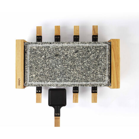 Dispositivo Per Raclette DOC311 Per 4 Persone, 800 W Con Piastra Grill, Superficie 23x22,5 Cm, Termostato Regolabile, Elegante In Bambù
