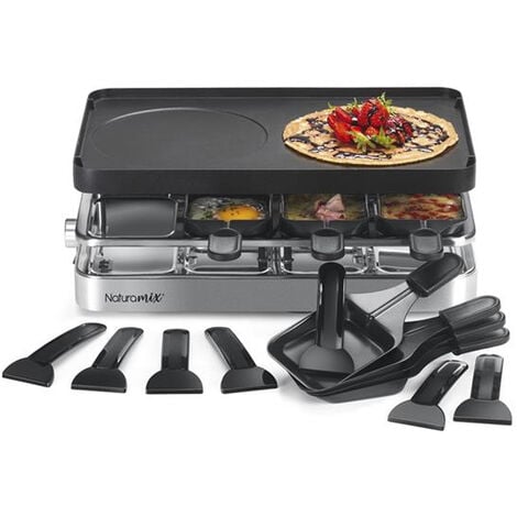 macchina per raclette 8 persone 1200w + grill + pancake - rac.indus-8 -  naturamix