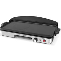 Muvip piastra elettrica 1500w - 2 zone lisce e grill - piastra antiaderente  - maniglie cool-touch - termostato estraibile - superficie 40x24cm