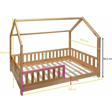 Lit Cabane Enfant ATMOSPHERA Bosco - 90 x 190 cm - Sans matelas