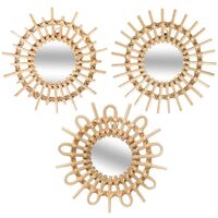SET 3 MIROIRS SOLEIL EN ROTIN - Ø 28 CM - BEIGE ATMOSPHERA