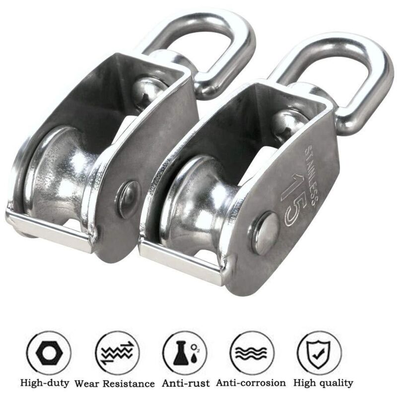 Lot De 5 Poulies En Acier Inoxydable 304 - Pour Rideaux, Corde à Linge, Fitness (Argent)