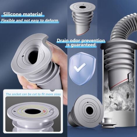 Joint de Tuyau de Machine à Laver, 2 Pièces Gris Bouchon Anti Odeur Machine à Laver Bouchon D'Étanchéité de Tuyau D'Évacuation, Joint de Tuyau de Vidange Déodorant pour Cuisine Domestique