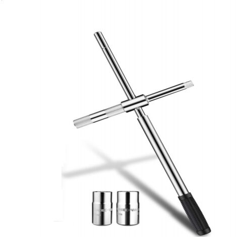 Clé Roue Voiture en CR-V, Croix Roue Voiture avec Duplex Prises (4 Tailles) 17 mm / 19 mm & 21 mm / 23mm pour Assemblage et Démontage de Pneus de Voiture