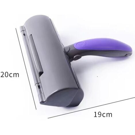 Sweeper Brush,Brosse anti-poils d'animaux, ramassage de poils de chat/chien-violet et gris-pour canapé/vêtements/voitures