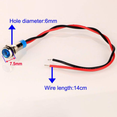 10pcs AC/DC 12-24V 6mm Voyant LED en Métal,LED Indicateur Panneau Pilote Témoin d'avertissement pour Van,Bateau et Autres Véhicules Universels