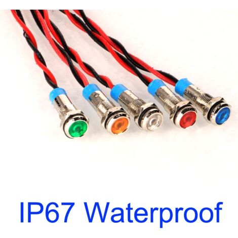 10pcs AC/DC 12-24V 6mm Voyant LED en Métal,LED Indicateur Panneau Pilote Témoin d'avertissement pour Van,Bateau et Autres Véhicules Universels