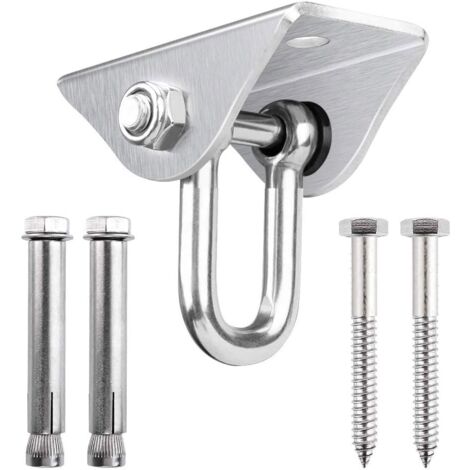 Longziming – Crochet de plafond en acier inoxydable 304 rotatif à 180° – Charge jusqu'à 450 kg – Installation facile pour hamacs et balançoires