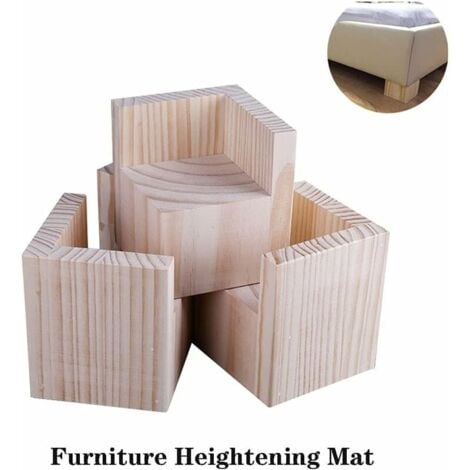 Lot de 4 élévateurs de Meubles Rehausseurs de Meubles en Bois, Lit de Bureau Riser Meubles Pieds de Levage Pieds jusqu'à pour Table de Bureau lit(Size:5x5x5cm)