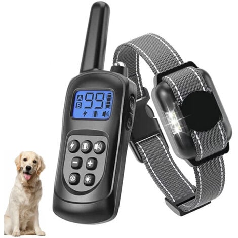 Collier Anti Aboiement pour Chien - Collier Électrique avec Télécommande, 3 Modes (Son, Vibration, Choc), Portée de 600m, Étanche IPX7, Verrouillage de Sécurité - Noir