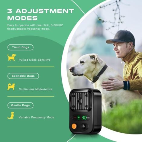 Anti Aboiement Chien, Automatique Boitier Ultrason Anti Aboiement Chien avec 3 Modes, Audio et Ultrasons Dispositif Anti-aboiement, Rechargeable et Etanche pour Intérieur Extérieur