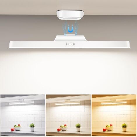 Lampe LED rechargeable 1800mAh 32cm,Reglette Cuisine Sans Fil， avec capteur mémoire,aimant et réglage de la lumière.Rechargeable par USB. Lampe idéales pour chambre,meuble, cuisine et salle de bain.