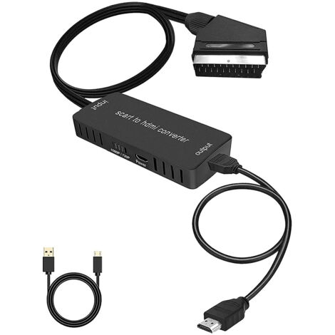 Convertisseur péritel vers HDMI, câble péritel vers HDMI avec commutateur 720p/1080p, adaptateur péritel vers HDMI pour TV, projecteur