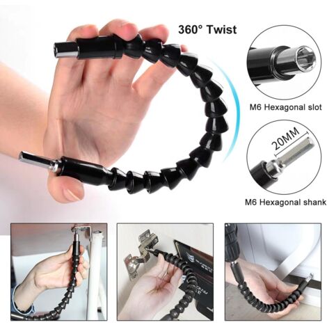 14 Pièces Renvoi d'Angle Visseuse Kit,105° Tournevis Flexible, Rallonge