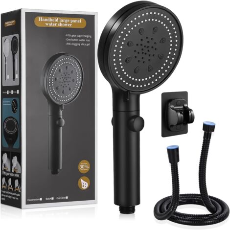 Longziming – Pommeau de douche haute pression 6 modes – Tuyau inox 1,5m – Économie d'eau – Installation universelle – Buses en silicone (1/5)