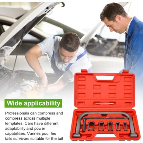 10 Pièces Compresseur de Ressort de Soupape Kit, Compresseur de Ressort avec Leve Soupape, Universel Portable Ensemble D'outils de Réparation Automobile, pour Voitures, Motos