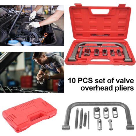 10 Pièces Compresseur de Ressort de Soupape Kit, Compresseur de Ressort avec Leve Soupape, Universel Portable Ensemble D'outils de Réparation Automobile, pour Voitures, Motos