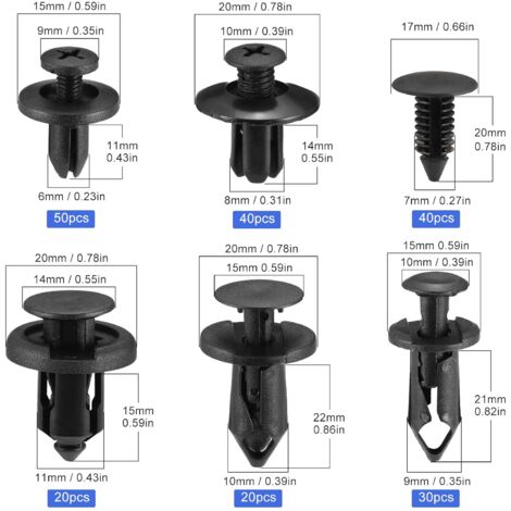 Kit De 100 Clips De Fixation Voiture – 6 Tailles + 5 Outils De Démontage – Pour Carrosserie Et Garniture