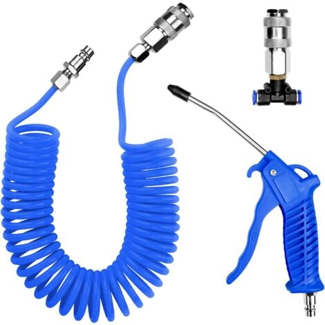 Soufflette à Air Comprimé, Pistolet de Soufflage d'air avec Tuyau Air Comprimé de 5 Mètres, Kit de Nettoyage de Pistolet à Air, avec Connecteur en T, pour Camion, Fourgonnette, Camion Lourd