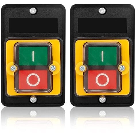 2 pièces Bouton-poussoir AC220V / 380V 10A Bouton-poussoir Imperméable Bouton Poussoir ON/OFF Utilisé pour Machines Textiles d'Équipement Mécanique