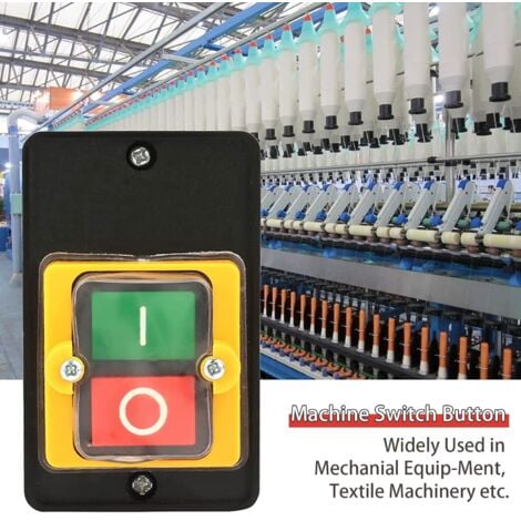 2 pièces Bouton-poussoir AC220V / 380V 10A Bouton-poussoir Imperméable Bouton Poussoir ON/OFF Utilisé pour Machines Textiles d'Équipement Mécanique