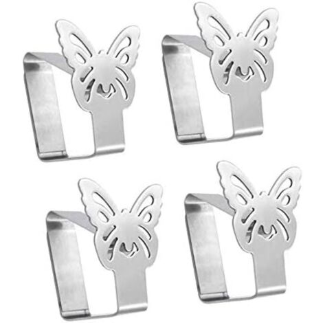 Pinces à Nappe Premium en Acier Inoxydable - Supports à Tissus pour Linge de Table - Pinces de Table pour l'intérieur et l'extérieur - Clips métalliques (4 pièces/papillon) (1/5)