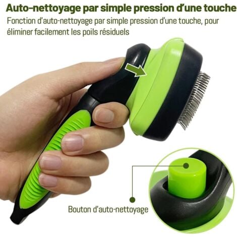 Brosse à Poils Courts pour Chat, Brosse à Poils de Chat pour Le toilettage, Brosse de toilettage autonettoyante pour Chien, Brosse de toilettage à Broches arrondies pour Chats à Poils Courts