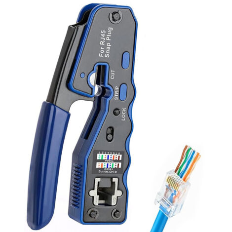 Longziming – Pince à sertir RJ45 – Outil de sertissage, dénudage et coupe – Compatible câbles 23 à 26 AWG – Conception ergonomique pour installations réseau