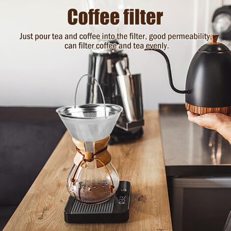 Filtre à Café Réutilisable , Filtre a cafe en acier inoxydable pour Faire du Café Manuel filtre café permanent pour Goutter du café sans Papier