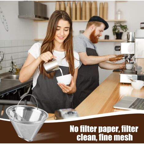 Filtre à Café Réutilisable , Filtre a cafe en acier inoxydable pour Faire du Café Manuel filtre café permanent pour Goutter du café sans Papier