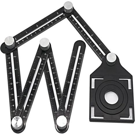 Outil de mesure d'angle en aluminium 12 cm – Localisateur d'ouverture universel – Règle multi-angle pour carreaux et bois – Conception pliable – Zqyrlar