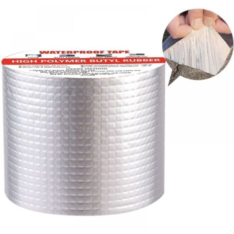 Ruban d'étanchéité autocollant - En caoutchouc butyle - En film d'aluminium - Pour fuite de toit, fissures de surface, rebord de fenêtre (10 cm x 5 m)