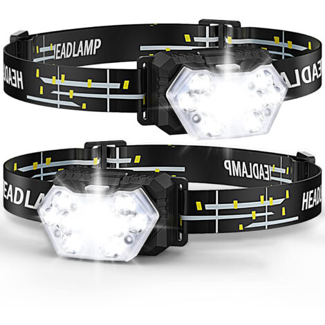 Longziming – Lampe frontale LED 2000 lumens – 6 modes d'éclairage – Étanche IPX5 – Rechargeable – Pour camping, jogging, pêche