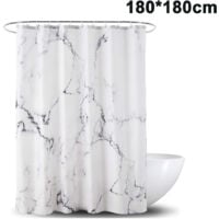 Rideau de Douche,180 × 180CM Rideau de douche en marbre, anti-moisissure, imperméable en polyester avec 12 anneaux de rideau de douche,rideaux de douche pour baignoire et douche dans la salle de bain
