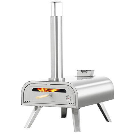 Four à pizza portable 16 pouces en acier inoxydable – Cuisson rapide 60-90 secondes – Température jusqu'à 460°C – Inclus : pierre à pizza – Bighorn - 60-90Secondes